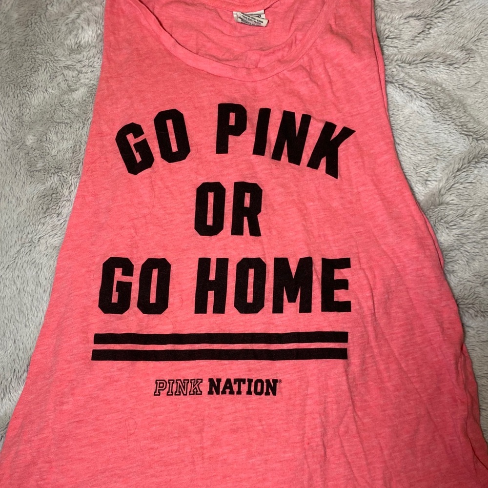 neon pink Victoria secret Pink workout tee.